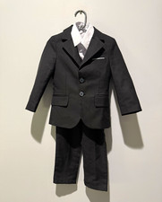 YuanLu Boys 2T Black 4pc Suit Set Jacket Vest Pants White Dress Shirt