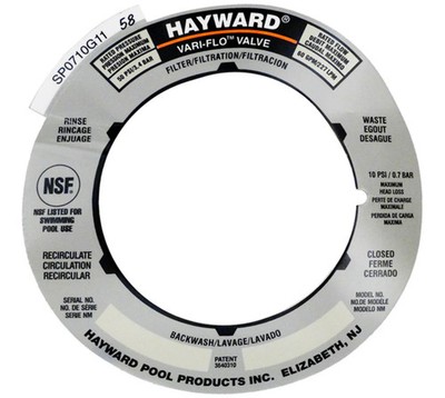 Hayward Sand Filter Valve Label Plate Sticker Replacement SPX0710G