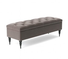 Safar Chesterfield Ottoman Storage Bench with Legs, Velvet Upholstered Footstool