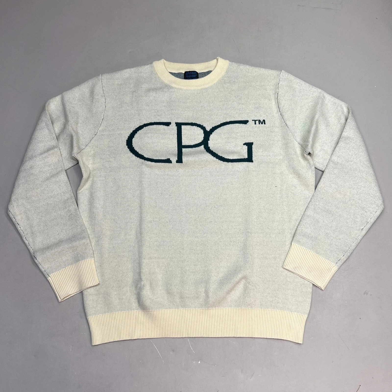 CPG CODEGRAPHY WORLDWIDE Sweater Women's Sz L Green/Crème WCPG-SWTR-NTRL-2022-3 image 1