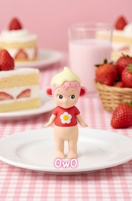 Sonny Angel Strawberry Love Monkey Figure Red Shirt Flower 2026 In