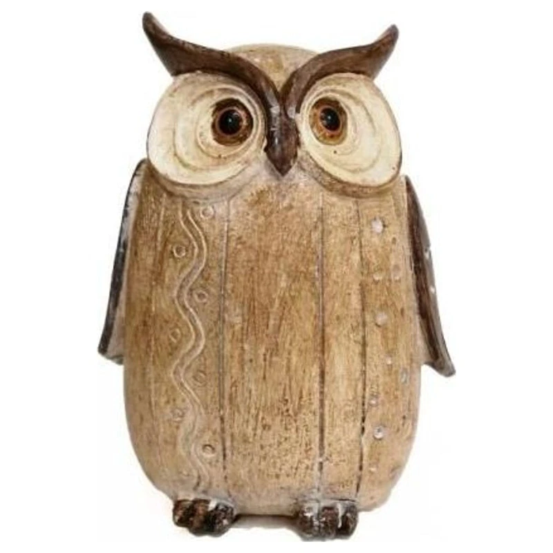Gufo in Resina Effetto Legno 15 cm Soprammobile Statuetta Arredo Casa, fotografia 6 di 9