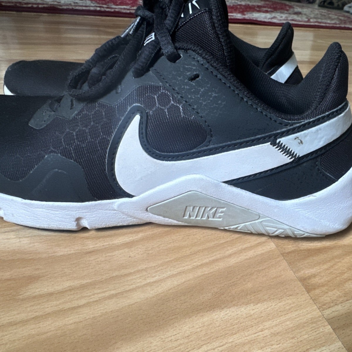 Nike Black White Mesh Low Top Athletic Sneakers Lace Up | eBay