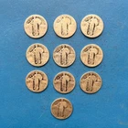 Lot of 10 Standing Liberty Quarters, 90% silver, no dates
