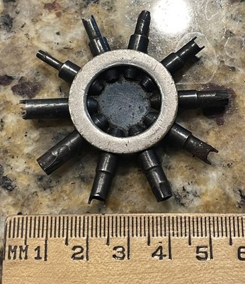 VINTAGE UNBRANDED 10 PRONG SLEEVE BENCH KEY - WATCH TOOL MULTIPLE DAMAGED PRONGS
