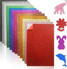 Glitter Foam Sheets Self-Adhesive 12 Colors Crafts 6x9 Inch