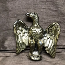 Vintage  Brass Colored Metal Eagle Flag Pole Topper  5 .5” Tall