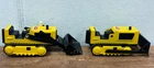 Set of 2 Vintage Tiny Tonka Toys Pressed Steel Yellow Bulldozers