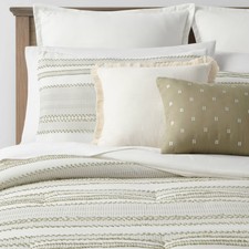 8pc Full Clipped Jacquard Stripe Comforter Set Green - Threshold: