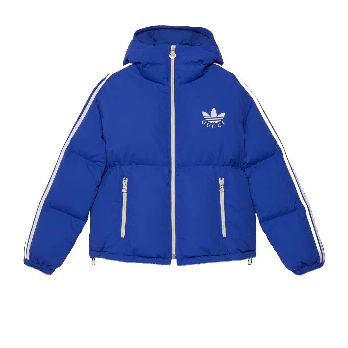 Gucci x Adidas Jacket Men’s L (IT 54) Blue White Down Puffer Hooded NWT Auth