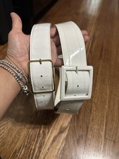 Vintage White Patent Belts Lot 2 Retro 80s