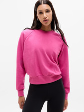 New Athleta L Forever Fleece Relaxed Crew Sweatshirt Jewel Pink Large Regular