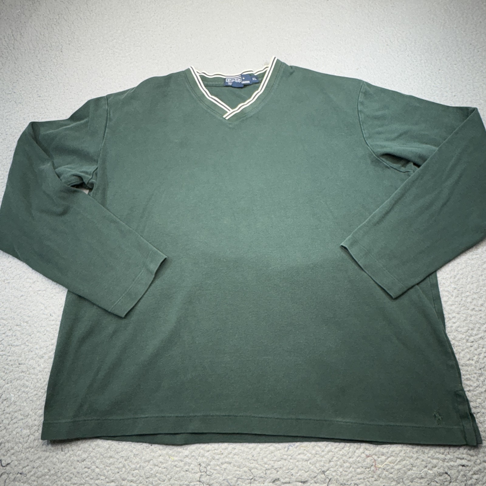 VINTAGE Polo Ralph Lauren Felpa Uomo XL Scollo a V Pony Pullover Cricchetto Rugby