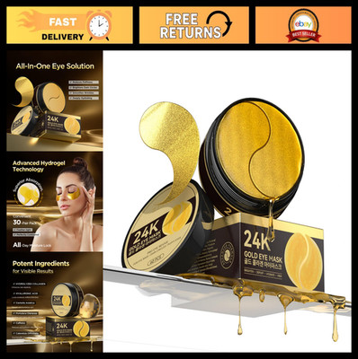 24K Gold Eye Patches - Hydrating Hydrogel Mask for Dark Circles, Puffiness & Wri