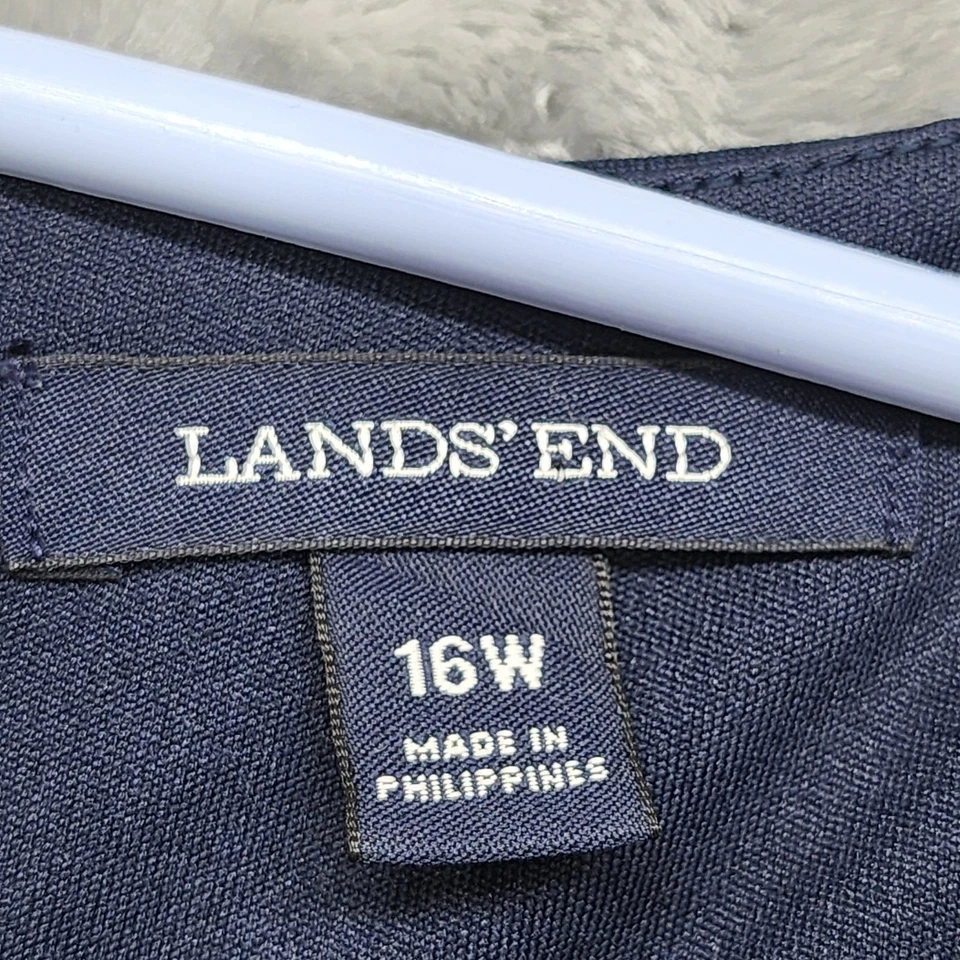 Lands End Dress Womens 16W Blue Pink Floral Sleeveless Ponte Knit Sheath Stretch - Image 4 of 4