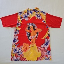 Vtg Avanti Silk Hawaiian Camp Shirt Hula Girl Loop Collar Red Floral Mens L Vtg Avanti Silk Hawaiian Camp Shirt Hula Girl Loop Collar Red Floral Mens L