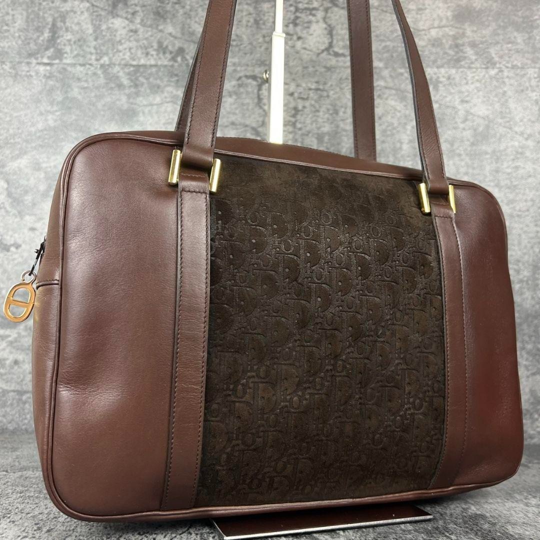 Christian Dior Trotter Brown Leather Suede Shoulder Bag for Women Authentic Luxury