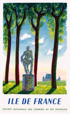 Ile De France French Vintage Travel Poster Print