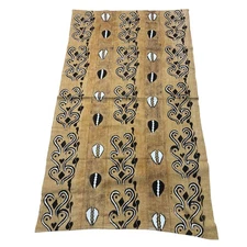 African Mud Cloth Textile Wall Hanging Tan Black White Tribal Hand Painted 41x74