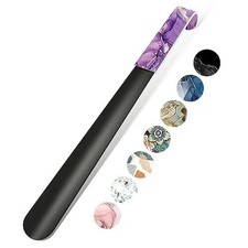 Shoe Horn, 16.5" Long Handle Shoehorn for Seniors Men Women Purple Marble