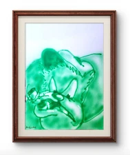 Original Art Cigar 14x11 Street Art Style Impressionist Painting on Paper