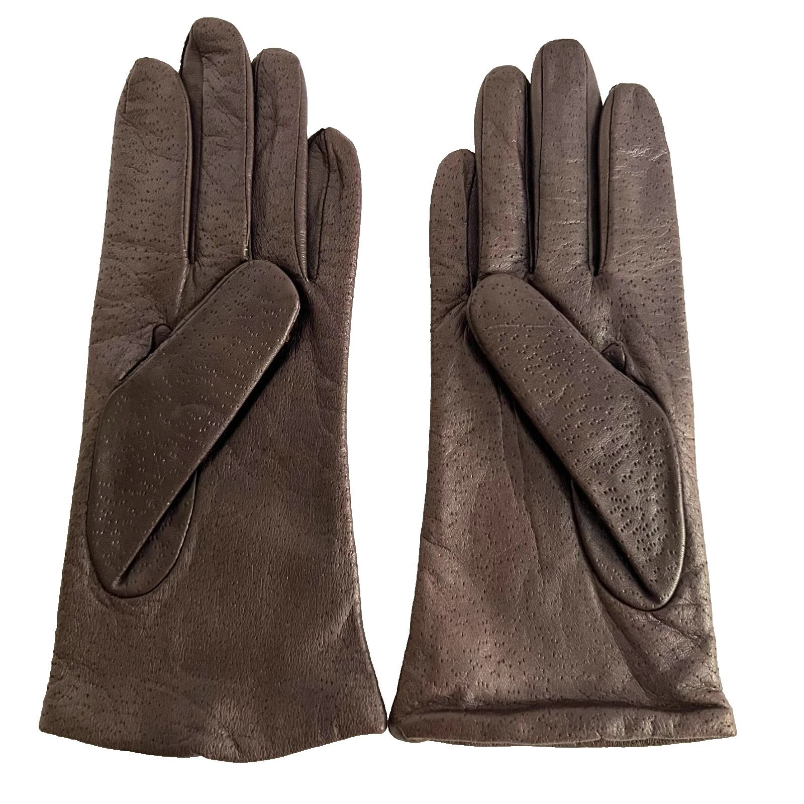 Nappa Leather Gloves Chocolate Brown Fleece Lined Womens Medium Unworn Cozy Chic