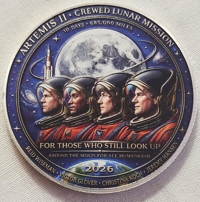 Moneda Conmemorativa NASA Artemis II 2026 Misión Lunar Tripulada