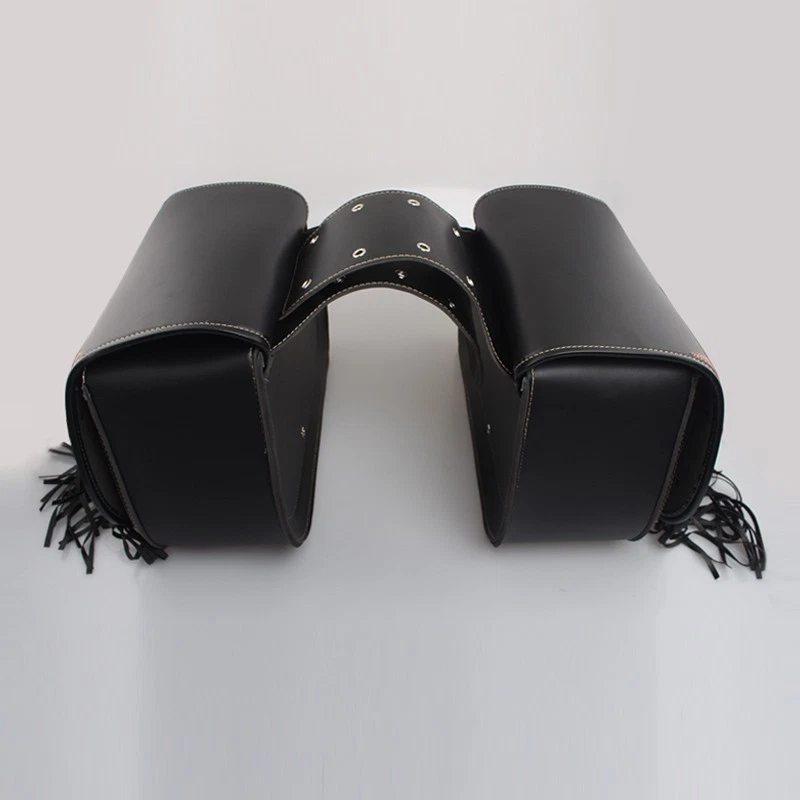 2Pcs Motorcycle Saddle Bags Tassels Side Storage Bag Fit For Harley Yamaha Honda - Image 4 of 4