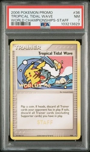 PSA 7 ENGLISH POKEMON TROPICAL TIDAL WAVE STAFF PROMO WORLD CHAMPIONS 2006 #36 8