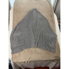 Barefoot Dreams CozyChic Lite Cardigan Shawl Wrap One Size Grey Pockets 460