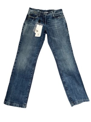 D&G JUNIOR Dolce&Gabbana Straight Leg Stretch Denim Jeans Distressed 9/10 NWT