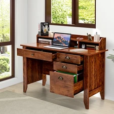 Computer Desk PC Laptop Writing Table Workstation Student Study Rustic Brown