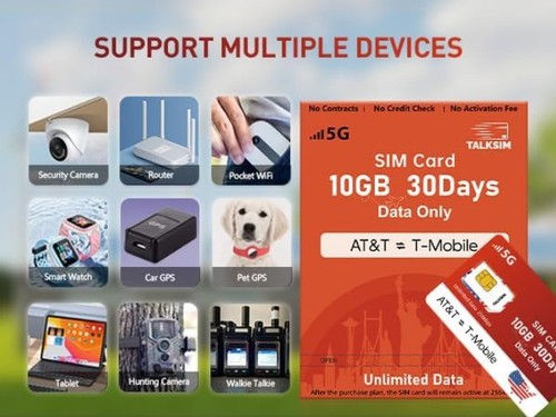 Carte SIM Data 5G/4G LTE illimitée pour AT&T/T-Mobile - Idéal pour les appareils IoT - Photo 7 sur 8