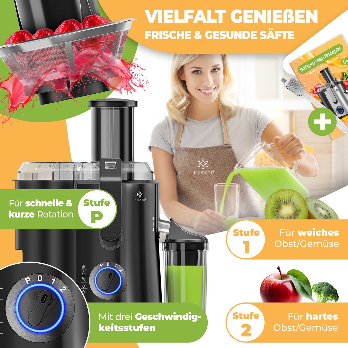 Kesser 1050W Edelstahl Entsafter für Obst und Gemüse (14802) online kaufen