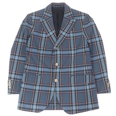 Great Gabriele Pasini Jacket Tartan Check Single Blazer Unconstructed blue mens
