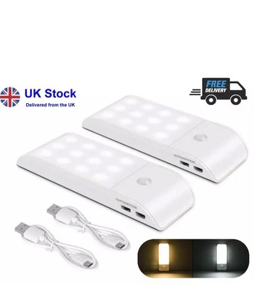 DETAKE Rechargeable Motion & Light Sensor Night Lights With Magnetic Stick on - 2 Pack