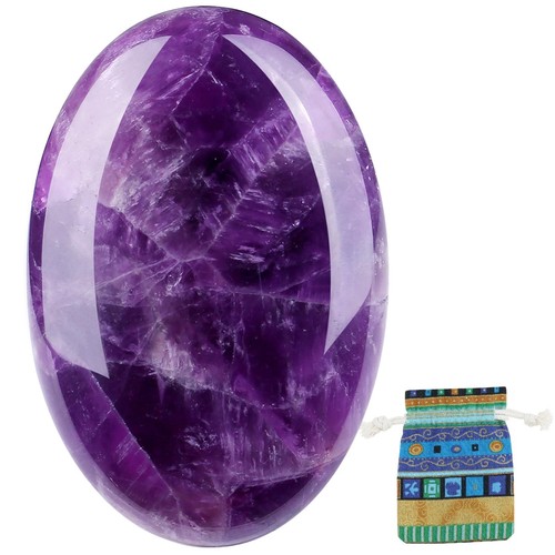 Amethyst Crystals Palm Stone 2.4 Large Healing Natural Gemstones Reiki 1PCS Wor