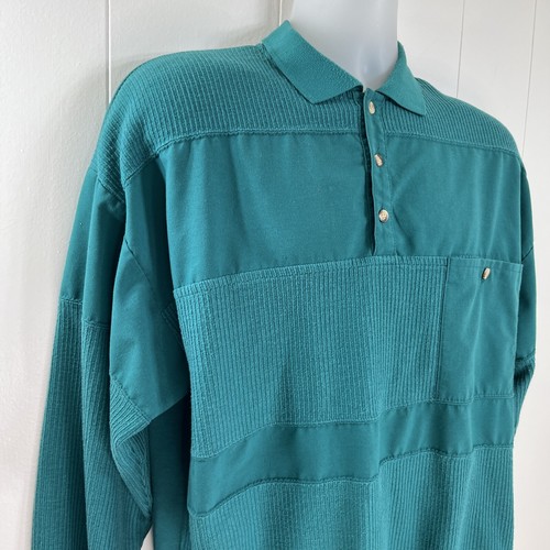KNIGHTSBRIDGE LARGE PULLOVER POLO SWEATER GREEN TEAL GOLF WEAR VINTAGE Large - Picture 3 of 12