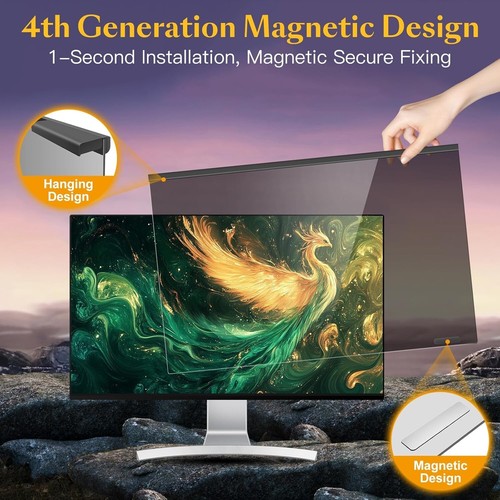 27 Inch Computer Privacy Screen Filter for 16:9 Widescreen Monitor - Removabl... - Picture 6 of 9