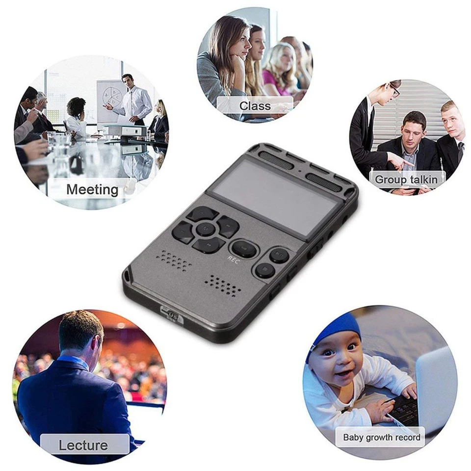 64GB Rechargeable LCD Digital Audio Sound Voice Recorder Dictaphone MP3 Player - Image 2 of 4