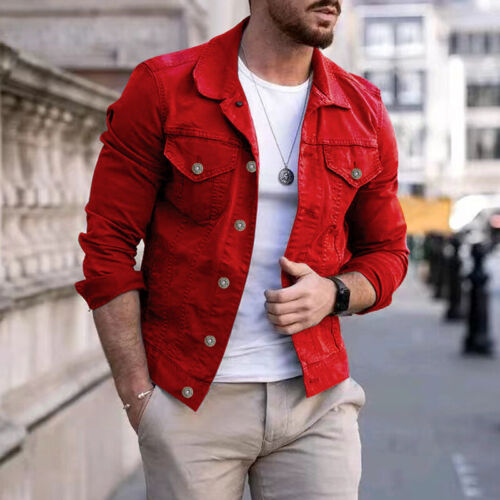 Multi-pocket Denim Jacket Denim Workwear Jacket Top Coat Spring AutumnMen Slim $ - Picture 21 of 28