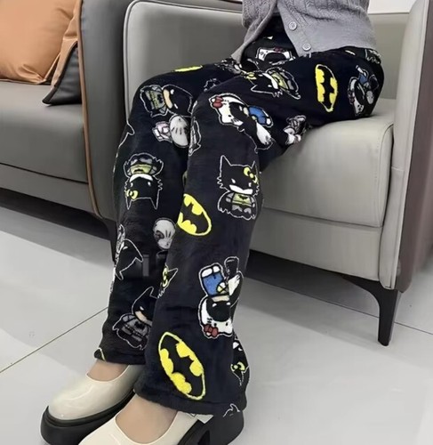 Sanrio Y2k Autumn Hello Kitty Batman Pajama Pants Cartoon Hip Hop Ladies Warm - Picture 4 of 6