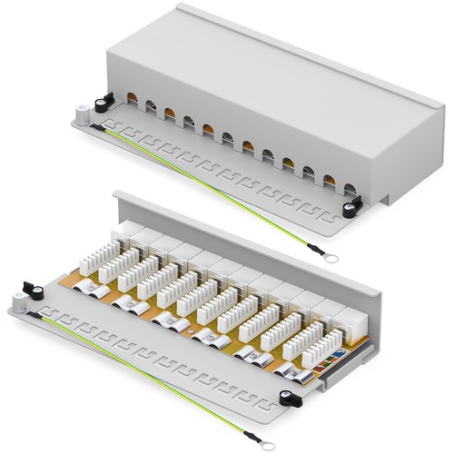 Cat6a Patchpanel 8/12/16/24-Port RJ45 geschirmt Desktop Aufputz Verteile LAN - Afbeelding 32 van 115