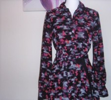 Zirna Zabette at Target Long sleeve button down tie waist multi colored Dress S