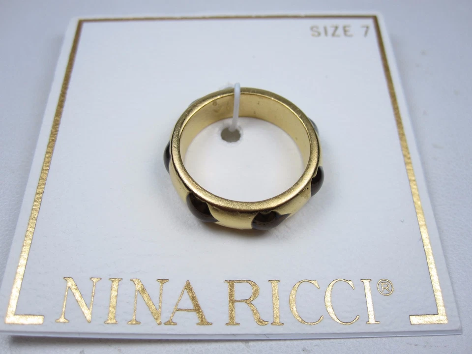 Nina Ricci Gold Plated Ring with Enamel - Size 7 0585 - Image 2 of 4