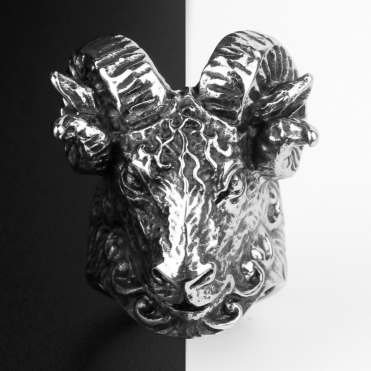 Stainless Steel Men Rings Sheep Goat Head Animal Rock Punk Personality Male  2023 | eBay