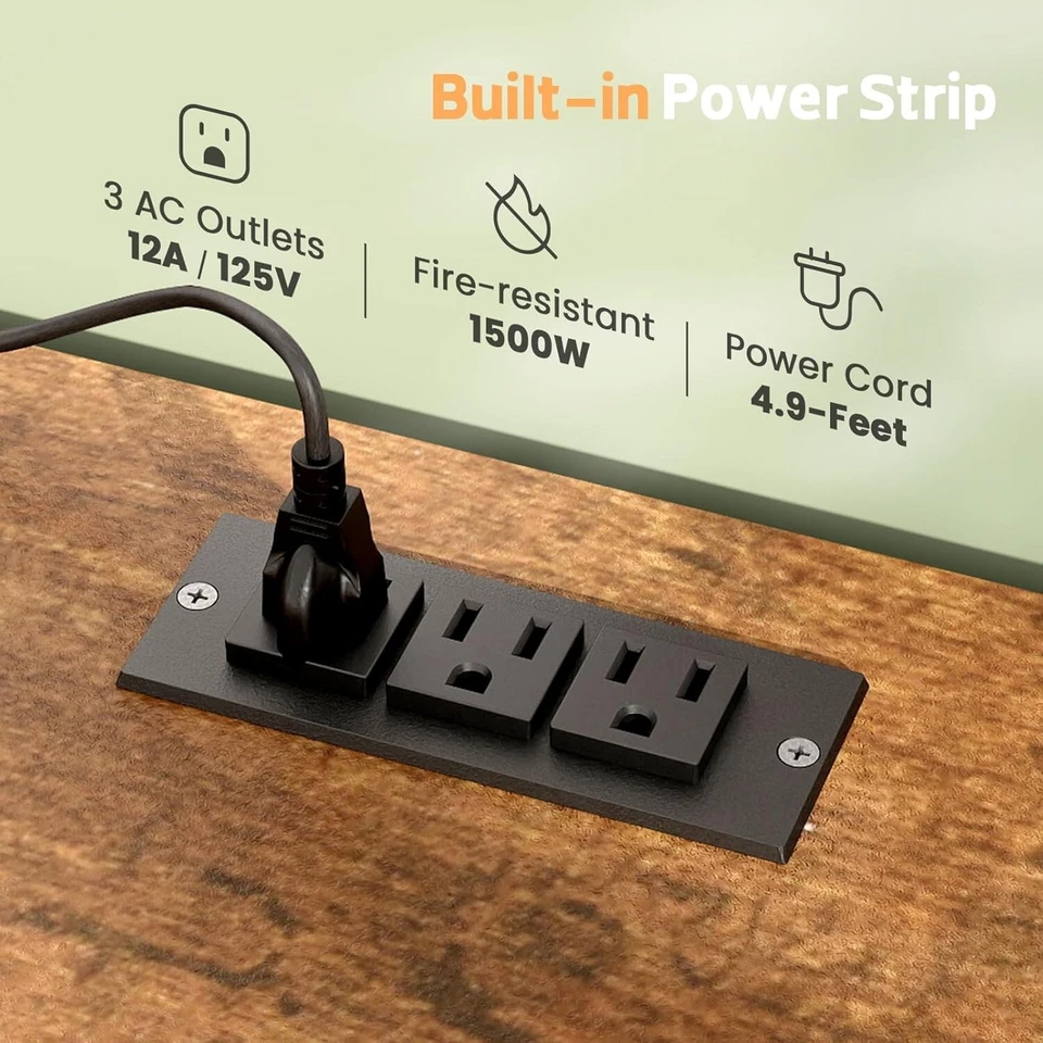 Wood Media Console For 80" TV Stand Cabinet-Power Outlets,Adjustable Shelve,Door - Image 2 of 4