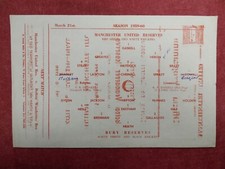 MANCHESTER UNITED v BURY | 1959/1960 | RESERVES | 21 MAR 1960 | UK FREEPOST