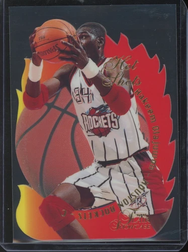 1996-97 Flair Showcase Basketball Hakeem Olajuwon ROCKETS #12 Hot Shots Die-Cut