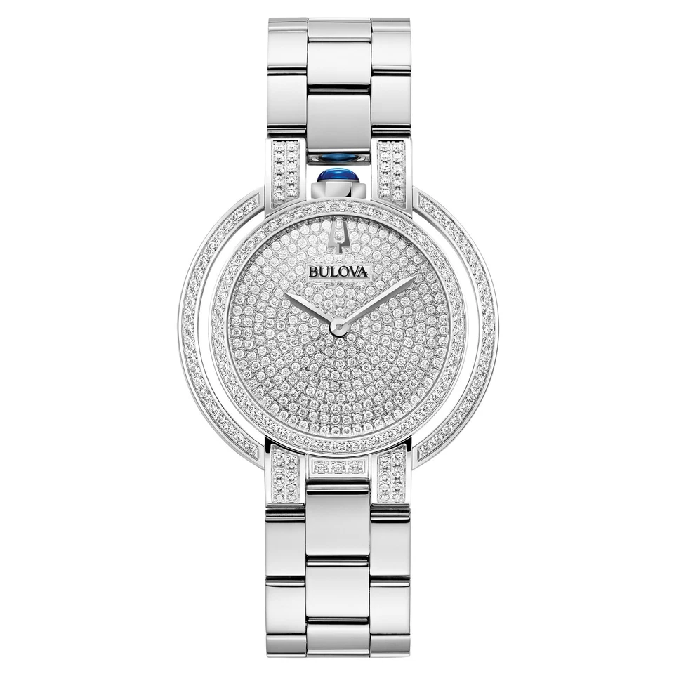 Bulova Women's Classic Quartz Gemmed Silver Stainless Steel Watch 35 MM 96R238